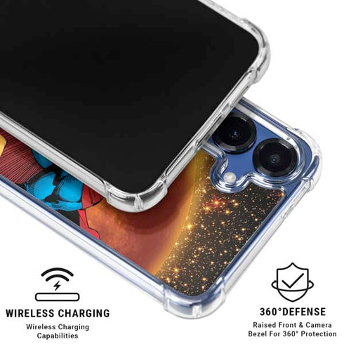 DC Comics Superman Action Pose Art By Jim Lee Galaxy S25 Clear Case